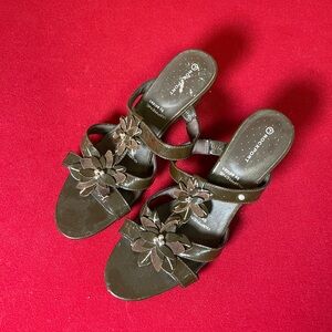 adidas Brown Floral Strap Slide Sandals